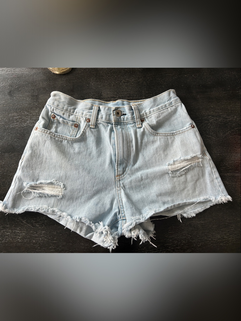 rag & bone Light Wash Distressed Denim Shorts